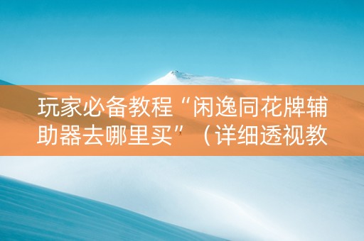玩家必备教程“闲逸同花牌辅助器去哪里买”（详细透视教程）-哔哩哔哩
