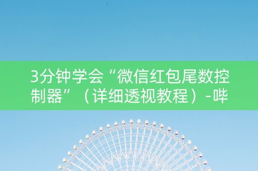 3分钟学会“微信红包尾数控制器”（详细透视教程）-哔哩哔哩
