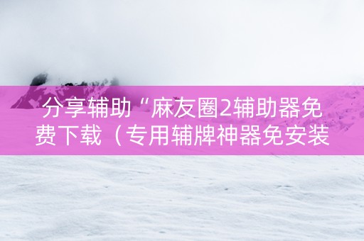 分享辅助“麻友圈2辅助器免费下载（专用辅牌神器免安装）