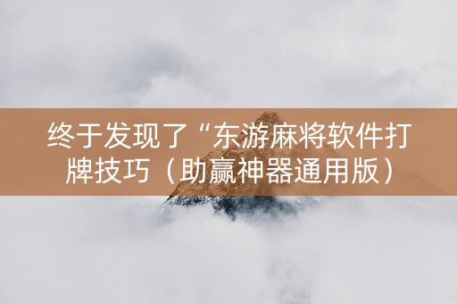 终于发现了“东游麻将软件打牌技巧（助赢神器通用版）