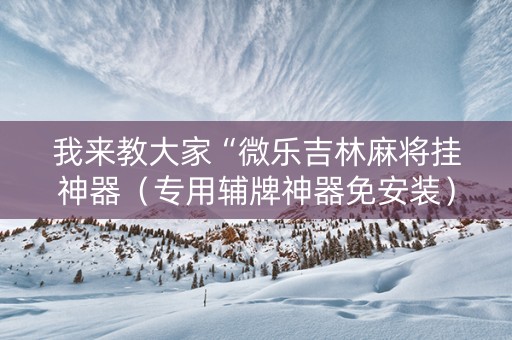 我来教大家“微乐吉林麻将挂神器（专用辅牌神器免安装）