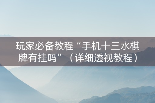 玩家必备教程“手机十三水棋牌有挂吗”（详细透视教程）-哔哩哔哩