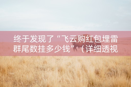 终于发现了“飞云购红包埋雷群尾数挂多少钱”（详细透视教程）-哔哩哔哩