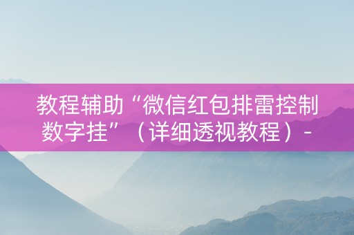 教程辅助“微信红包排雷控制数字挂”（详细透视教程）-哔哩哔哩