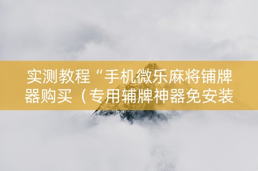 实测教程“手机微乐麻将铺牌器购买（专用辅牌神器免安装）