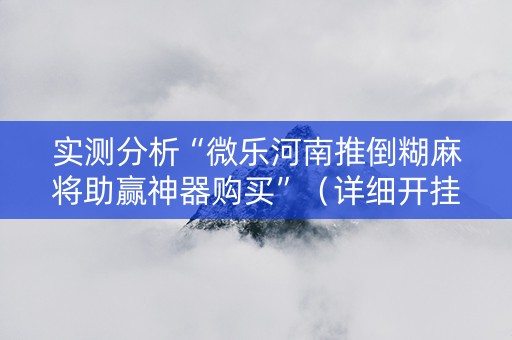 实测分析“微乐河南推倒糊麻将助赢神器购买”（详细开挂教程）-哔哩哔哩