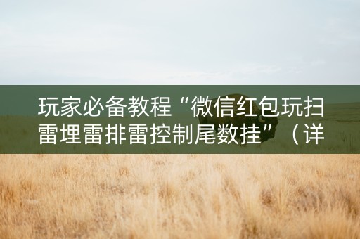 玩家必备教程“微信红包玩扫雷埋雷排雷控制尾数挂”（详细透视教程）-哔哩哔哩