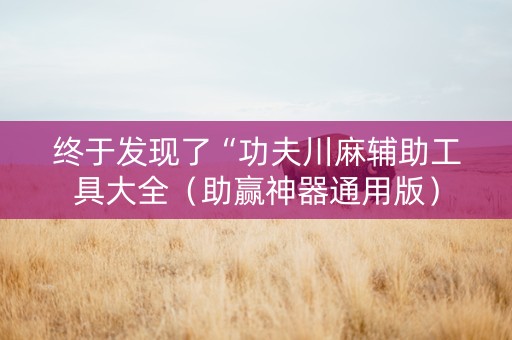 终于发现了“功夫川麻辅助工具大全（助赢神器通用版）