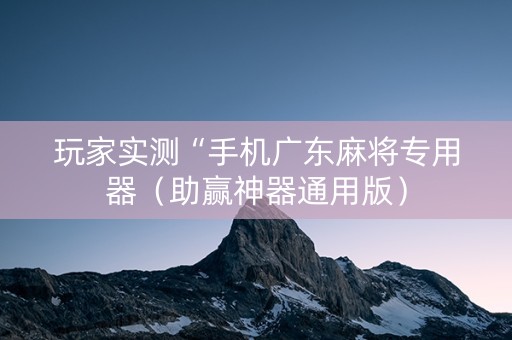 玩家实测“手机广东麻将专用器（助赢神器通用版）