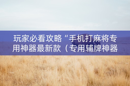 玩家必看攻略“手机打麻将专用神器最新款（专用辅牌神器免安装）