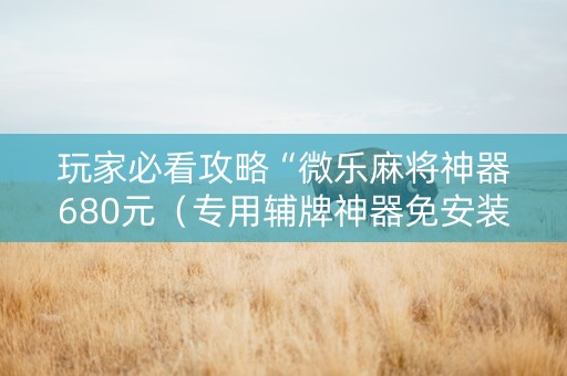 玩家必看攻略“微乐麻将神器680元（专用辅牌神器免安装）