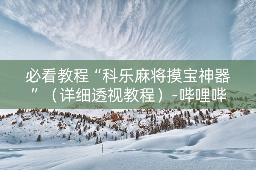 必看教程“科乐麻将摸宝神器”（详细透视教程）-哔哩哔哩