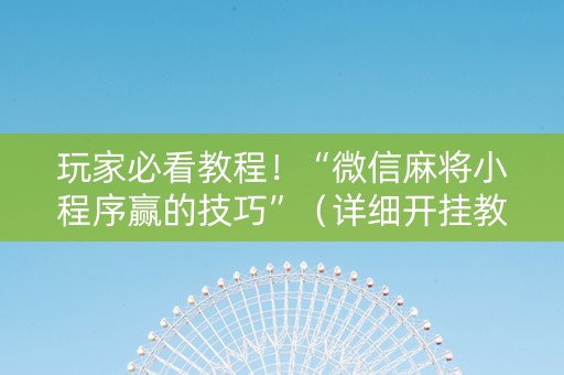 玩家必看教程！“微信麻将小程序赢的技巧”（详细开挂教程）-哔哩哔哩