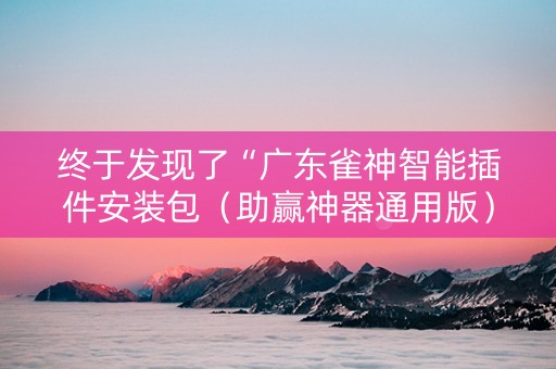 终于发现了“广东雀神智能插件安装包（助赢神器通用版）