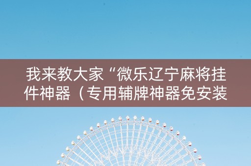 我来教大家“微乐辽宁麻将挂件神器（专用辅牌神器免安装）