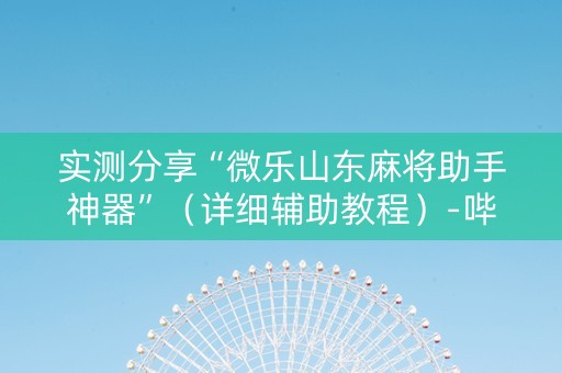 实测分享“微乐山东麻将助手神器”（详细辅助教程）-哔哩哔哩