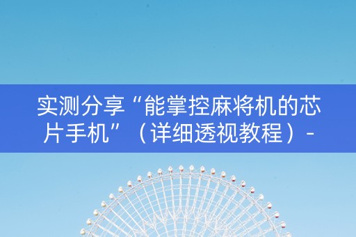 实测分享“能掌控麻将机的芯片手机”（详细透视教程）-哔哩哔哩