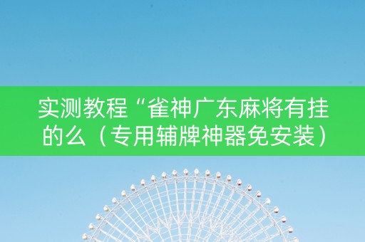 实测教程“雀神广东麻将有挂的么（专用辅牌神器免安装）