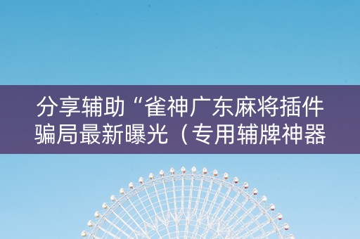 分享辅助“雀神广东麻将插件骗局最新曝光（专用辅牌神器免安装）