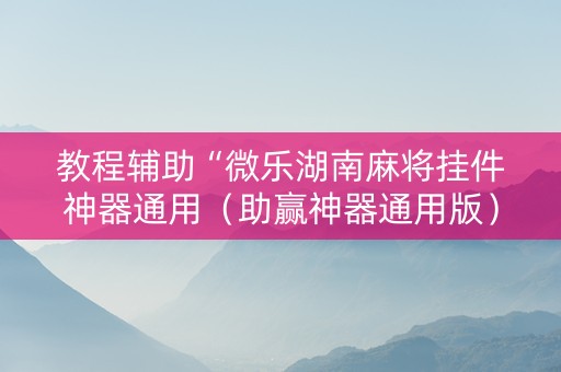 教程辅助“微乐湖南麻将挂件神器通用（助赢神器通用版）