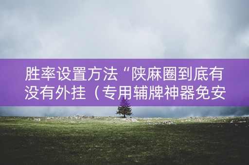 胜率设置方法“陕麻圈到底有没有外挂（专用辅牌神器免安装）