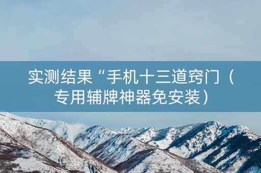 实测结果“手机十三道窍门（专用辅牌神器免安装）