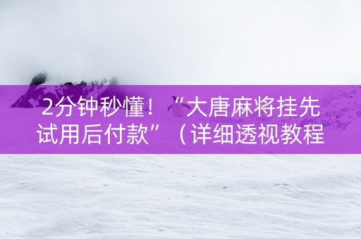 2分钟秒懂！“大唐麻将挂先试用后付款”（详细透视教程）-哔哩哔哩