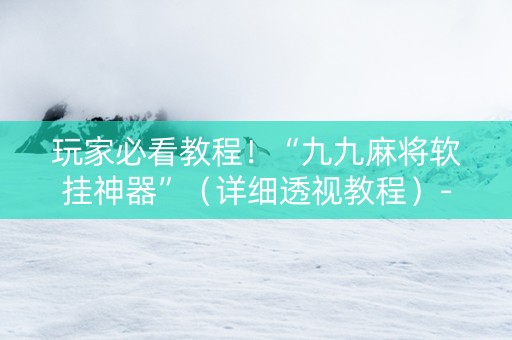 玩家必看教程！“九九麻将软挂神器”（详细透视教程）-哔哩哔哩