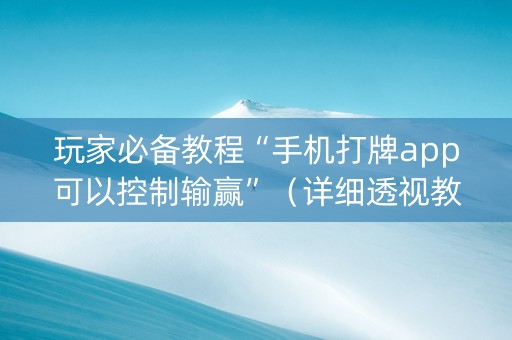 玩家必备教程“手机打牌app可以控制输赢”（详细透视教程）-哔哩哔哩