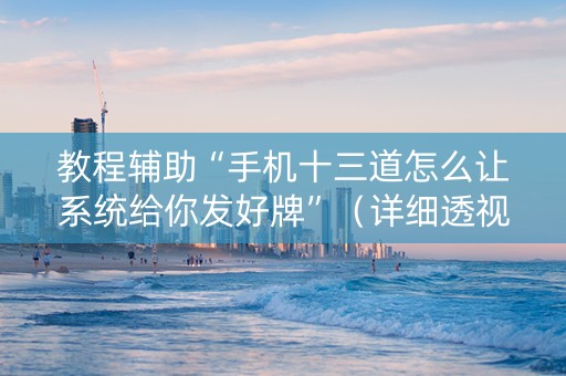 教程辅助“手机十三道怎么让系统给你发好牌”（详细透视教程）-哔哩哔哩