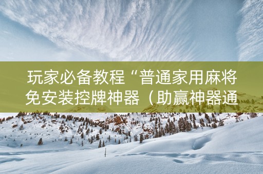 玩家必备教程“普通家用麻将免安装控牌神器（助赢神器通用版）