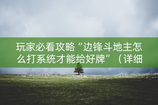玩家必看攻略“边锋斗地主怎么打系统才能给好牌”（详细透视教程）-哔哩哔哩