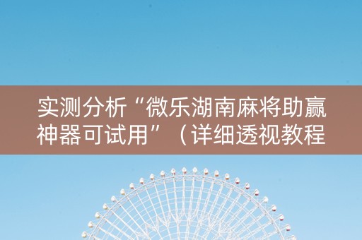 实测分析“微乐湖南麻将助赢神器可试用”（详细透视教程）-哔哩哔哩