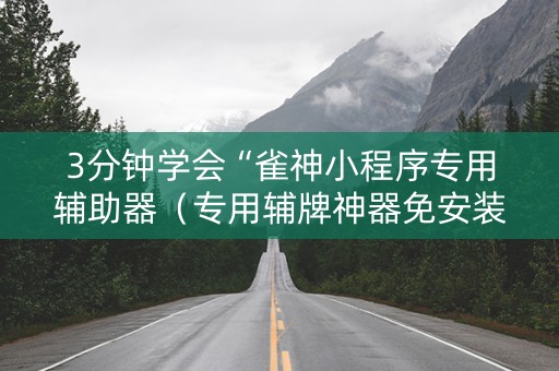 3分钟学会“雀神小程序专用辅助器（专用辅牌神器免安装）