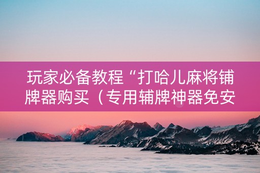 玩家必备教程“打哈儿麻将铺牌器购买（专用辅牌神器免安装）