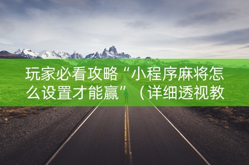 玩家必看攻略“小程序麻将怎么设置才能赢”（详细透视教程）-哔哩哔哩