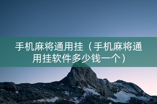 手机麻将通用挂（手机麻将通用挂软件多少钱一个）