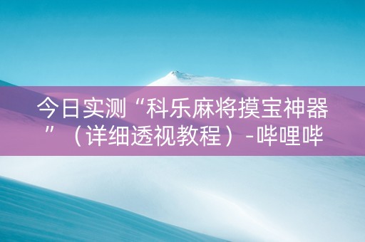 今日实测“科乐麻将摸宝神器”（详细透视教程）-哔哩哔哩