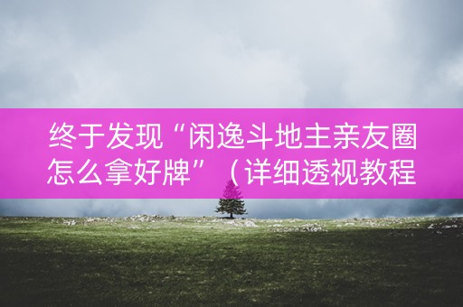 终于发现“闲逸斗地主亲友圈怎么拿好牌”（详细透视教程）-哔哩哔哩