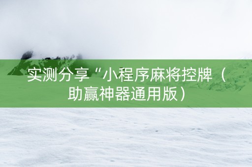 实测分享“小程序麻将控牌（助赢神器通用版）