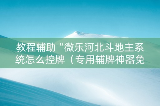 教程辅助“微乐河北斗地主系统怎么控牌（专用辅牌神器免安装）