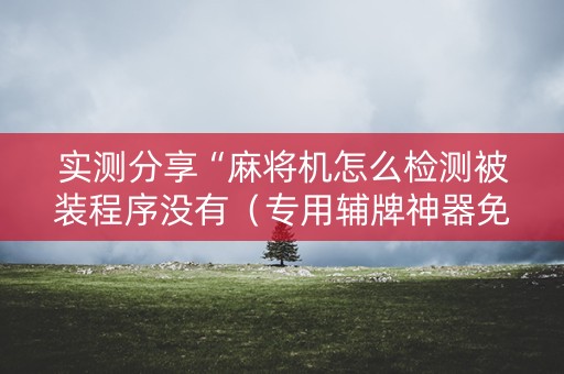 实测分享“麻将机怎么检测被装程序没有（专用辅牌神器免安装）
