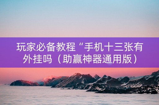 玩家必备教程“手机十三张有外挂吗（助赢神器通用版）