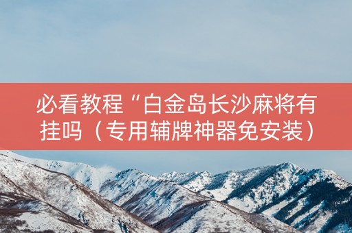 必看教程“白金岛长沙麻将有挂吗（专用辅牌神器免安装）