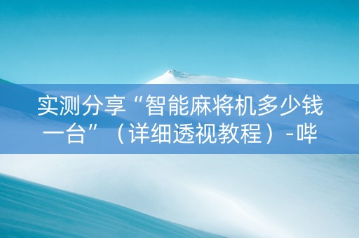 实测分享“智能麻将机多少钱一台”（详细透视教程）-哔哩哔哩