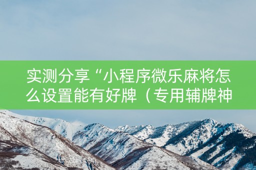 实测分享“小程序微乐麻将怎么设置能有好牌（专用辅牌神器免安装）