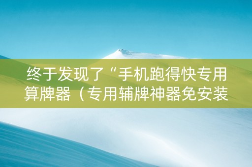 终于发现了“手机跑得快专用算牌器（专用辅牌神器免安装）