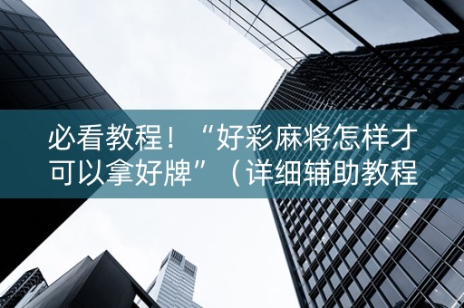 必看教程！“好彩麻将怎样才可以拿好牌”（详细辅助教程）-哔哩哔哩