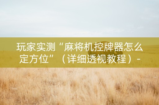 玩家实测“麻将机控牌器怎么定方位”（详细透视教程）-哔哩哔哩