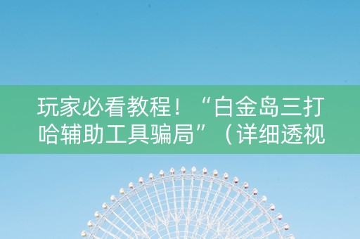 玩家必看教程！“白金岛三打哈辅助工具骗局”（详细透视教程）-哔哩哔哩